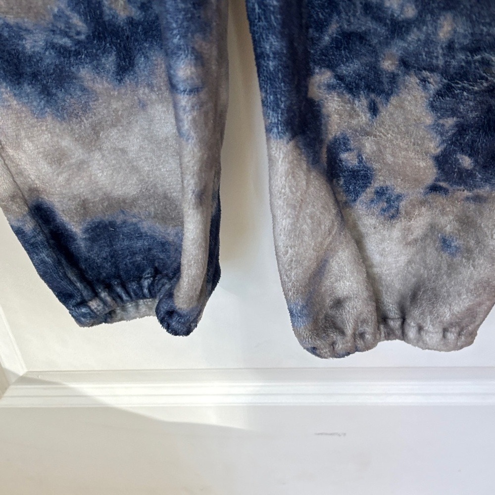 Natural Life Tie-Dye‎ Fleece Zip Pajama Jumpsuit Blue Gray Medium - Picture 6 of 8